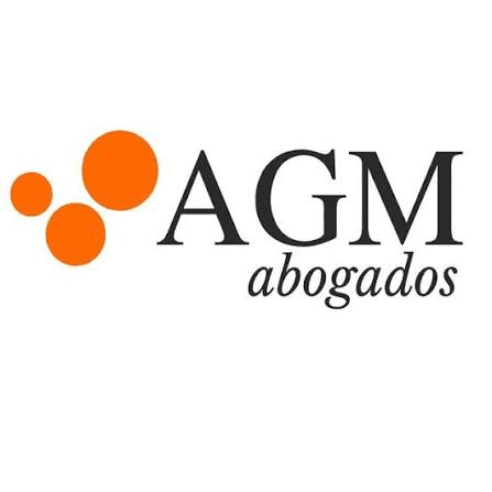 A logo design for an attorney firm featuring the letters AGM and orange circles.