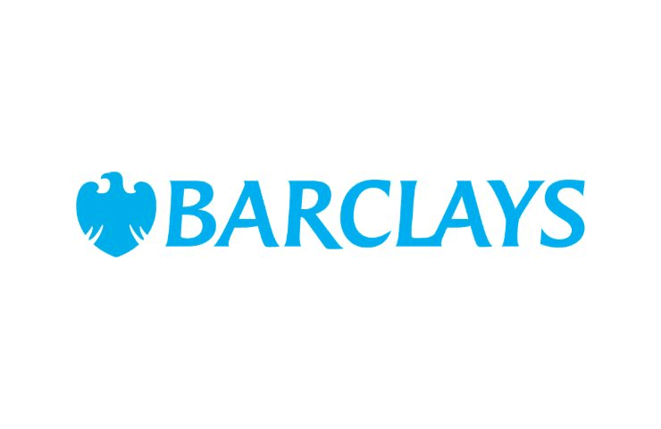 This image features the blue logo of Barclays, showcasing an eagle emblem.