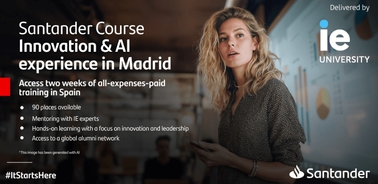 A promotional image for a course on Innovation and AI in Madrid, highlighting training opportunities.