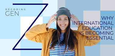 A young woman smiling while wearing headphones and a stylish outfit.
