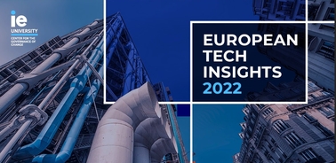 A modern architectural view showcasing the European Tech Insights 2022 theme.