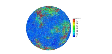 A colorful representation of planetary data showing various metrics across a globe.