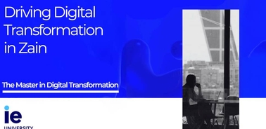 A promotional image for a digital transformation program at IE University.