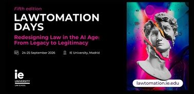 A promotional banner for the Lawtomation Days event focused on AI and law.