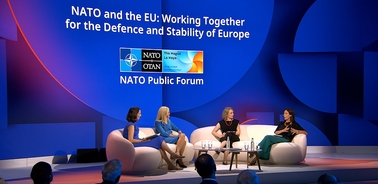A panel discussion on NATO and the EU's collaboration for European stability.