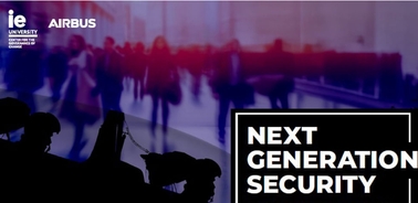 Silhouette of security personnel in the foreground with blurred people in the background, featuring a logo and text stating 'NEXT GENERATION SECURITY'.