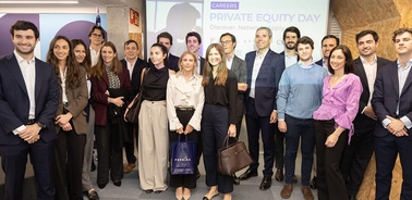 A group of professionals gathered for a Private Equity Day event.
