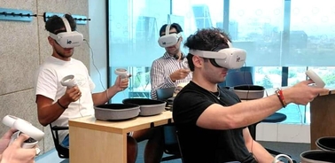 Students engaging in a virtual reality training session.