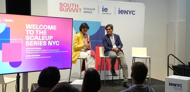 A panel discussion taking place at the Scaleup Series NYC event.