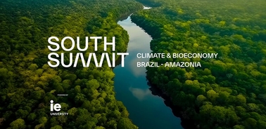 Aerial view of the Amazon rainforest with a river running through it.