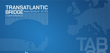 A promotional graphic for the Transatlantic Bridge Conference scheduled in Bologna, Italy from May 29th to 30th, 2026.