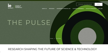 A modern and dynamic web page design promoting research in science and technology.