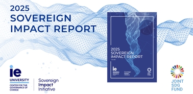 The image features the cover of the 2025 Sovereign Impact Report.