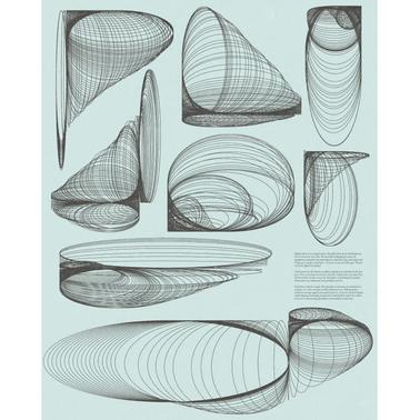 A collection of mathematical shapes with intricate line patterns displayed on a pale background.