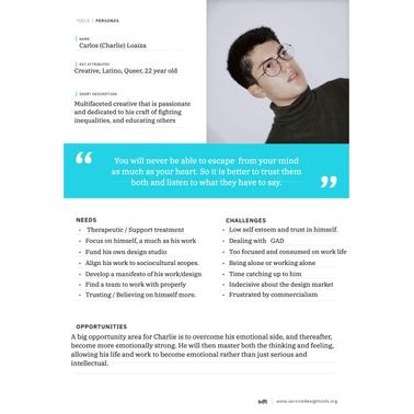 A brochure page featuring a young man with a quote and text related to leadership and communication.