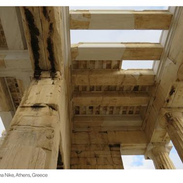 A view of the Temple of Athena Nike in Athens, Greece, showcasing its architectural features.
