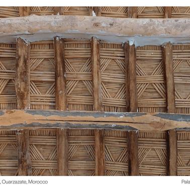 The intricate ceiling design of Taourirt Kasbah showcases traditional Moroccan architecture.