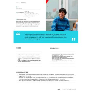 A webpage segment featuring a woman in a blue sweater sitting in an office, accompanied by text sections about ambition, challenges, and expectations.