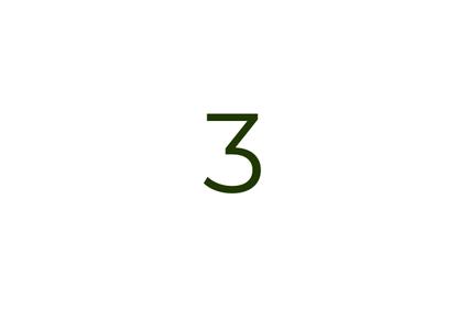 The image features the number three in a minimalist style.