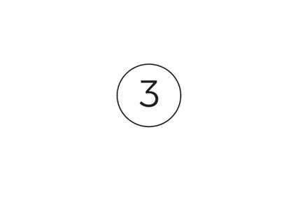 A simple black circle with the number three inside it.