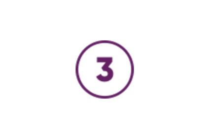 A purple circle with the number 3 in white centered inside it.
