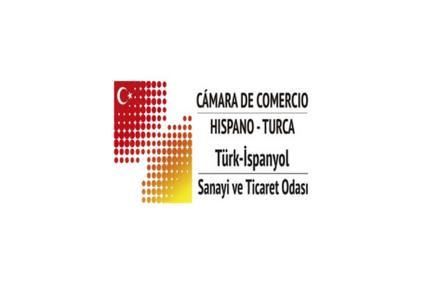 Logo of the Hispano-Turkish Chamber of Commerce, featuring a stylized dot matrix design resembling the flags of Spain and Turkey.