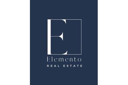 This image features a logo for a real estate company named Elemento.