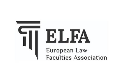 Logo of the European Law Faculties Association, abbreviated as ELFA, featuring a stylized column design next to the acronym and full name.