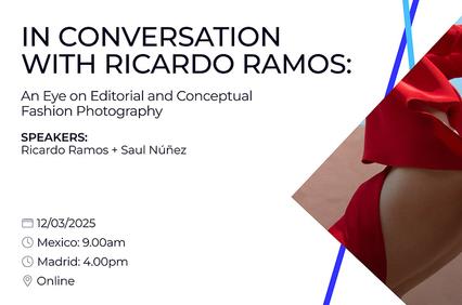 A promotional image for a conversation about editorial and conceptual fashion photography.