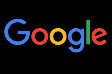 The image features the Google logo against a black background.