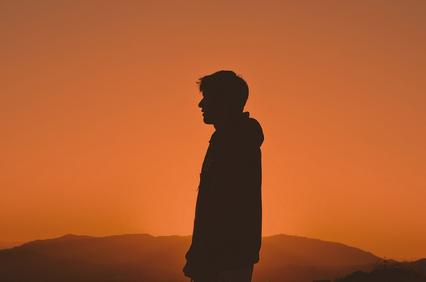 Man shadow with orange color