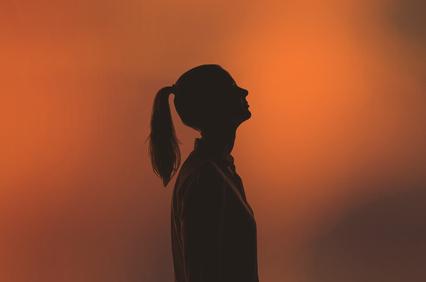 Woman shadow with orange color