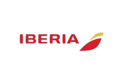 This image displays the logo of Iberia, a Spanish airline.