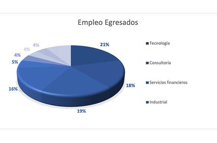 A pie chart illustrating the employment distribution of graduates across various sectors.