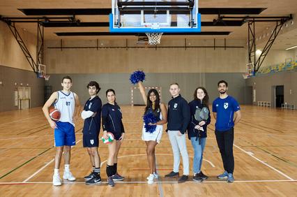 IE bascketball court with students