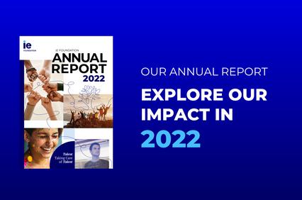 This image features the cover of the IE Foundation's Annual Report for 2022.