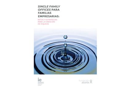 A close-up image of a water droplet creating ripples on a water surface, with text overlay about family office services.