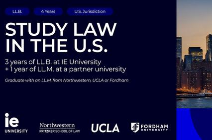 An advertisement promoting a law study program in the U.S.