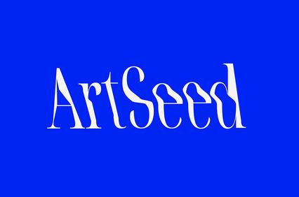 A logo for ArtSeed displayed on a blue background.