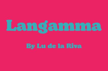 A colorful graphic featuring the title 'Langamma' and the author 'By Lu de la Riva'.