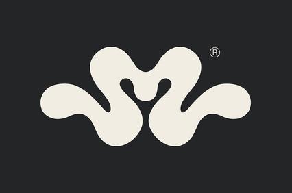 This image features a stylized abstract logo on a dark background.
