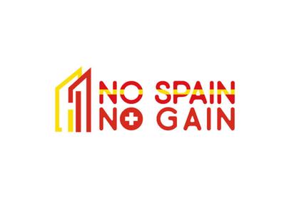 Logo featuring the phrase 'NO SPAIN NO GAIN' with a stylized graphic of buildings next to it.