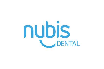 A blue logo design representing a dental service.