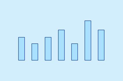 A simple blue bar graph on a light blue background.
