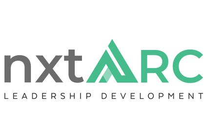 Logo of nxtARC featuring stylized text and a triangular design, emphasizing leadership development.