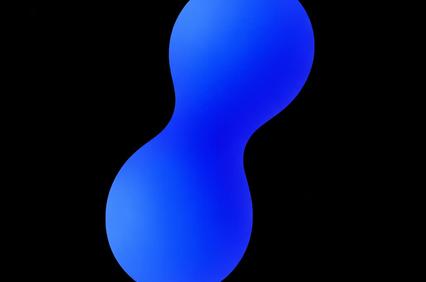A smooth, abstract blue shape against a black background.