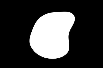 A white abstract shape on a black background.