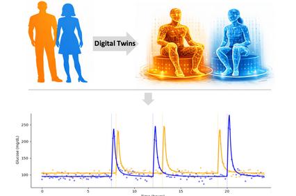 This image illustrates the concept of digital twins along with a corresponding data graph.