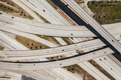 A lot of roads together