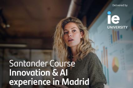 A woman stands in front of a presentation displaying charts and data.